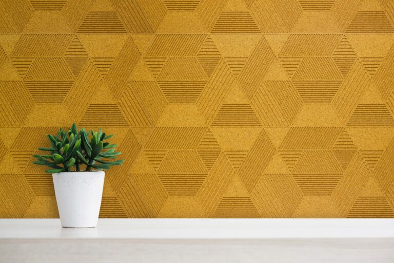 Eco-friendly cork strips arranged in a geometric design
