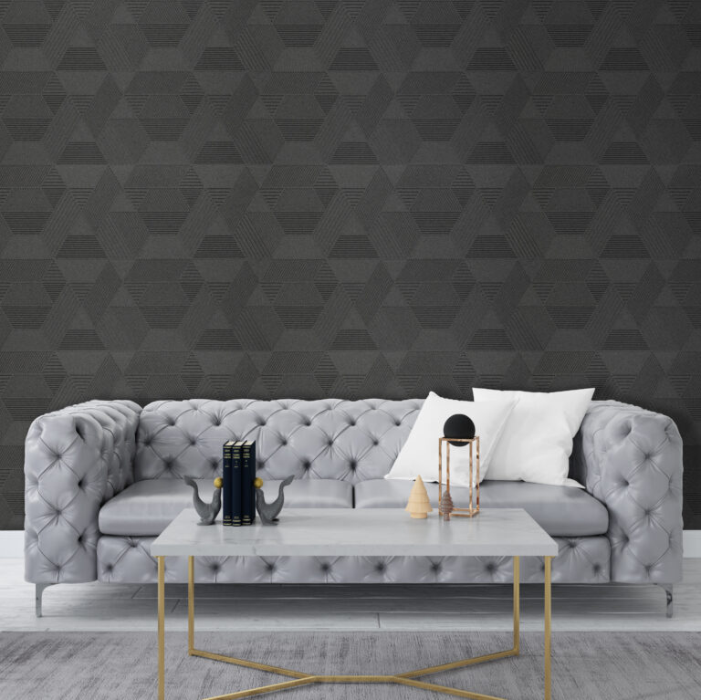 Geometric pattern of cork strips in sustainable interior design